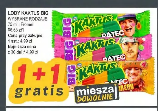 Lody Kaktus Big promocja w Słoneczko