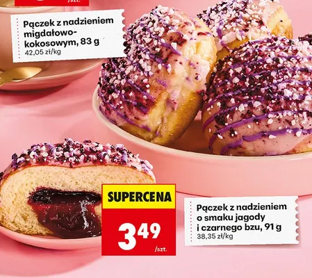 Pączek z nadzieniem o smaku jagody i czarnego bzu 91 g promocja w Biedronka