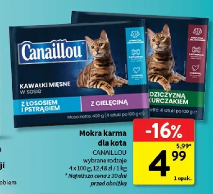 Mokra karma dla kota Canaillou z cielęciną promocja w Intermarche