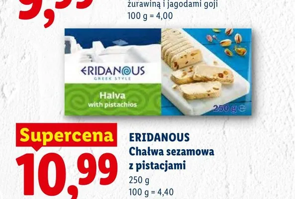 Chałwa sezamowa z pistacjami Eridanous promocja w Lidl