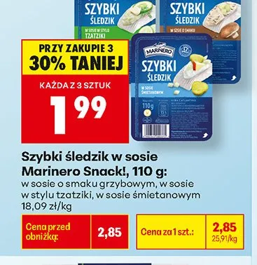 Szybki śledzik w sosie o smaku grzybowym Marinero Snack! promocja w Biedronka