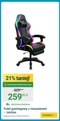 Fotel gamingowy z masażerem promocja w ERLI