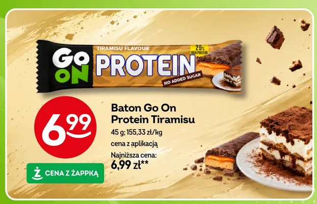 Baton Go On Protein Tiramisu promocja w Żabka