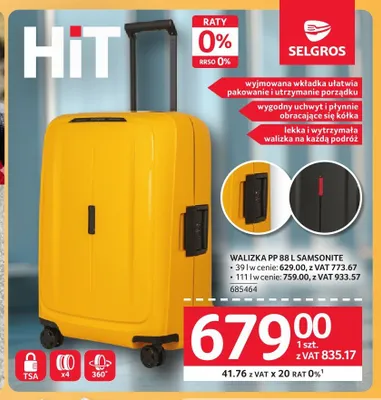 Walizka PP 88l Samsonite promocja w Selgros