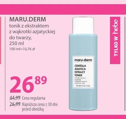 Tonik z ekstraktem z wąkrotki azjatyckiej do twarzy Maru.Derm promocja w Hebe