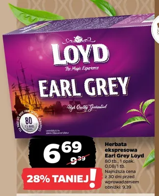 Herbata ekspresowa Earl Grey Loyd promocja w Netto