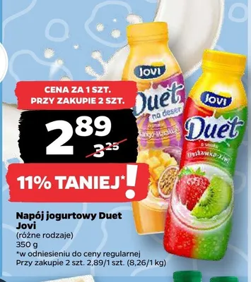 Napój jogurtowy Duet Jovi truskawka-kiwi promocja w Netto