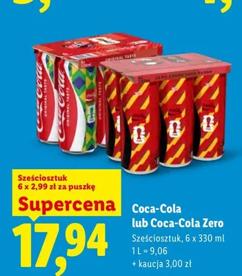 Napój gazowany Coca-Cola Zero 6-pak promocja w Lidl