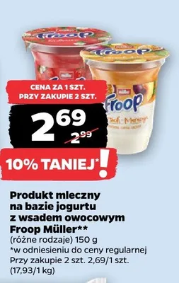 Produkt mleczny na bazie jogurtu z wsadem owocowym Froop Müller promocja w Netto