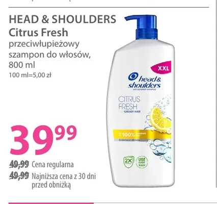 Szampon do włosów przeciwłupieżowy Head & Shoulders Citrus Fresh promocja w Hebe