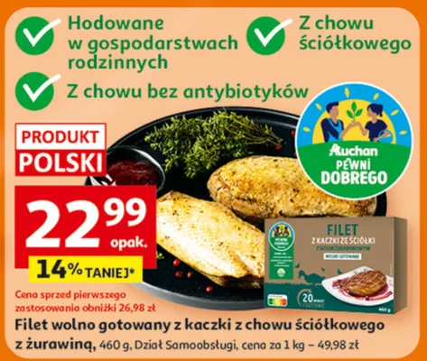 Filet wolno gotowany z kaczki z chowu ściółkowego z żurawiną Dział Samoobsługi promocja w Auchan