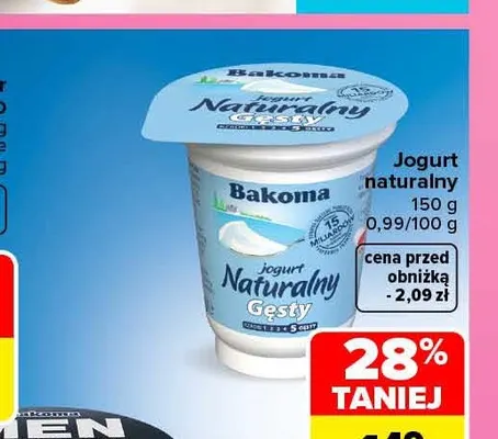 Jogurt naturalny gęsty Bakoma promocja w Carrefour