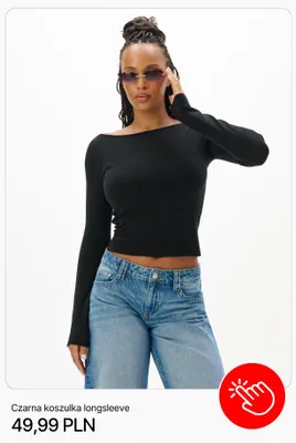 Koszulka longsleeve Cropp czarna promocja w Cropp