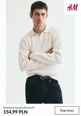 Dzianinowy top polo Relaxed Fit H & M promocja w H&M
