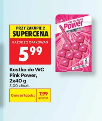 Kostka do WC Pink Power 2-pak promocja w Biedronka
