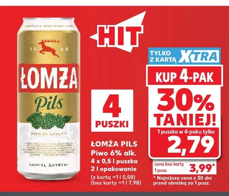 Piwo Łomża Pils 4-pak 500 ml promocja w Kaufland