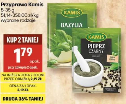Przyprawa Kamis Bazylia, Pieprz Czarny wybrane rodzaje promocja w Delikatesy Centrum