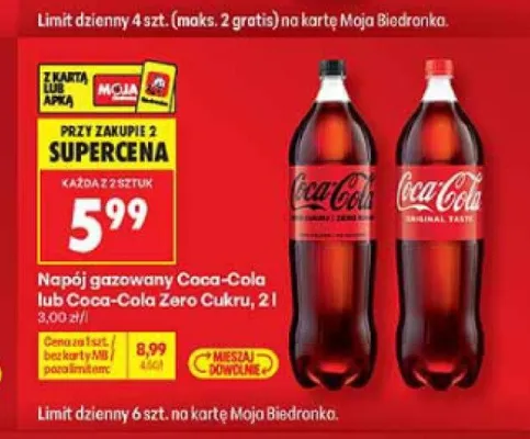 Napój gazowany Coca-Cola Zero Cukru promocja w Biedronka
