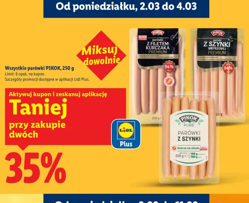 Parówki z szynki promocja w Lidl