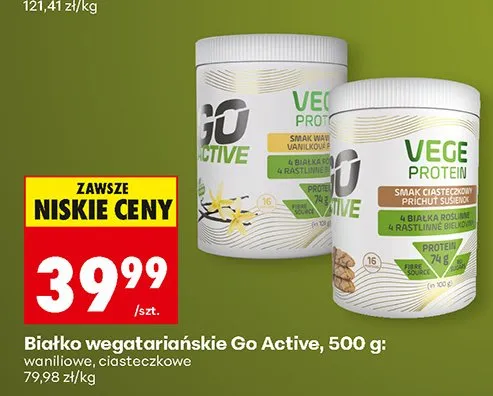 Białko wegetariańskie Vege Protein Go Active waniliowe promocja w Biedronka