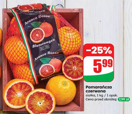 Pomarańcza czerwona siatka 1 kg promocja w Dino