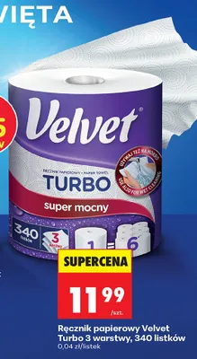 Ręcznik papierowy Turbo 3 warstwy, 340 listków promocja w Biedronka