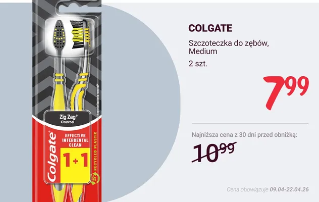 Szczoteczka do zębów średnia Colgate promocja w Rossmann