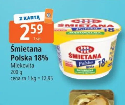 Śmietana Polska 18% Mlekovita promocja w Leclerc
