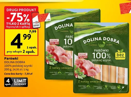 Parówki 100% polskiej szynki promocja w Intermarche
