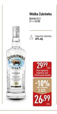 Wódka Żubrówka Biała promocja w Aldi