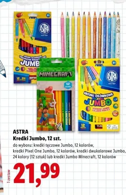 Kredki Jumbo Minecraft Astra promocja w Lidl