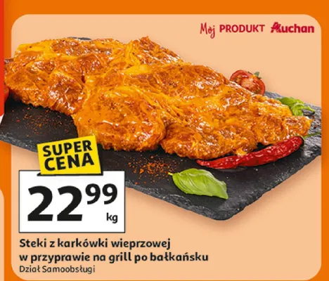 Steki z karkówki wieprzowej w przyprawie na grill po bałkańsku promocja w Auchan