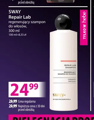 Szampon regenerujący do włosów Repair Lab Sway promocja w Hebe