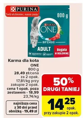 Karma dla kota One Adult bogata w wołowinę promocja w Carrefour
