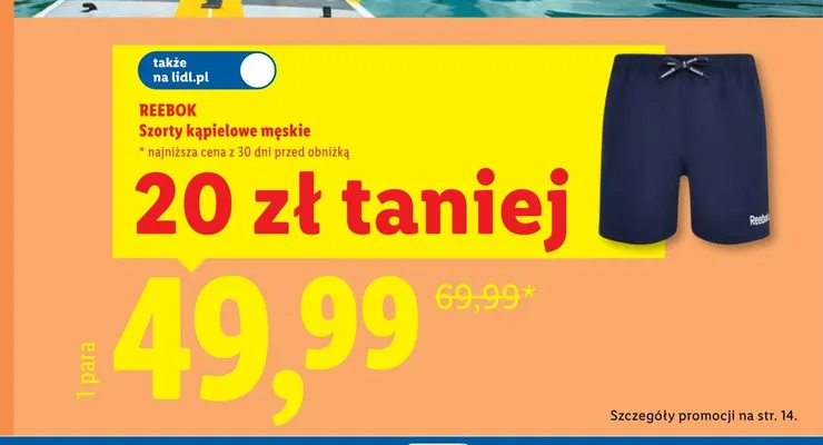 Szorty kąpielowe męskie Reebok promocja w Lidl