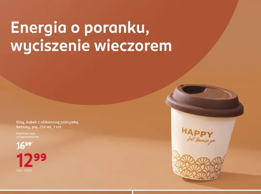 Kubek z silikonową pokrywką beżowy 250 ml Eloy promocja w Rossmann