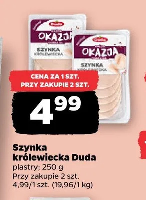 Szynka królewska Duda plastry promocja w Netto
