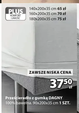 Prześcieradło z gumką Dagny 180x200x35 cm promocja w Jysk