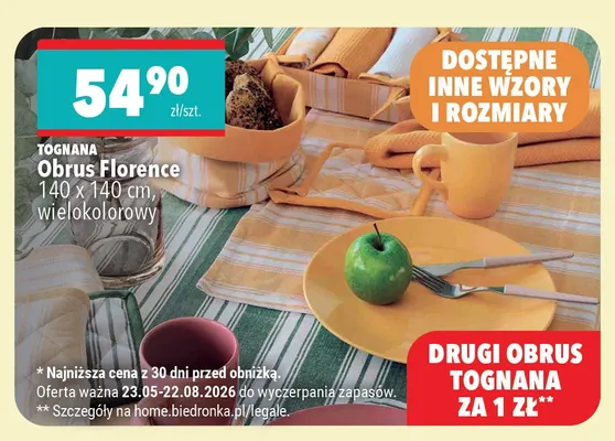 Obrus Tognana Florence 140x140 cm promocja w Biedronka Home