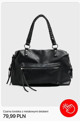 Torebka czarna z metalowymi detalami Cropp promocja w Cropp