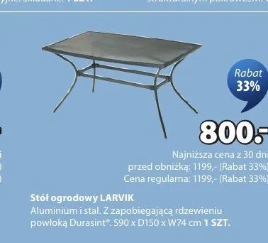 Stół ogrodowy LARVIK promocja w Jysk