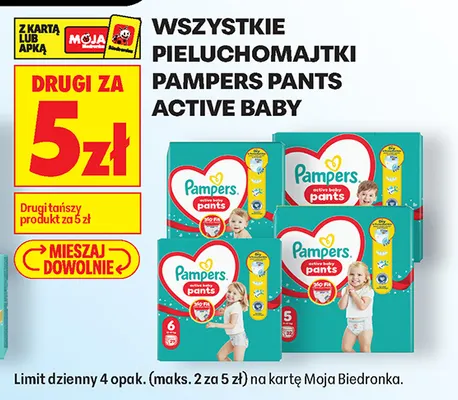 Pieluchomajtki Pampers Pants Active Baby promocja w Biedronka