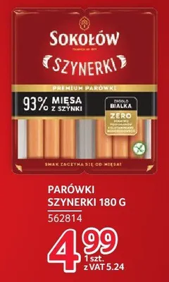 Parówki szynkerki Sokołów Premium 180g promocja w Selgros