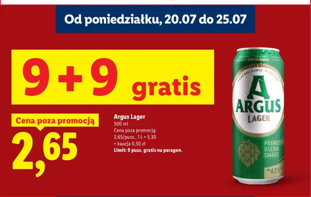 Piwo Argus Lager promocja w Lidl