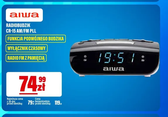 Radiobudzik CR-15 AM/FM Pll Aiwa promocja w RTV EURO AGD
