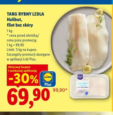 Halibut filet bez skóry Targ Rybny Lidla promocja w Lidl