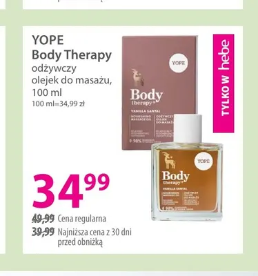 Body Therapy odżywczy olejek do masażu Yope promocja w Hebe