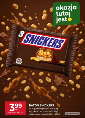 Baton Snickers 3-pak 50 g promocja w Stokrotka