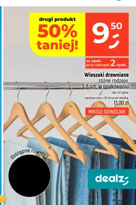Wieszaki drewniane 3-5 szt. promocja w Dealz