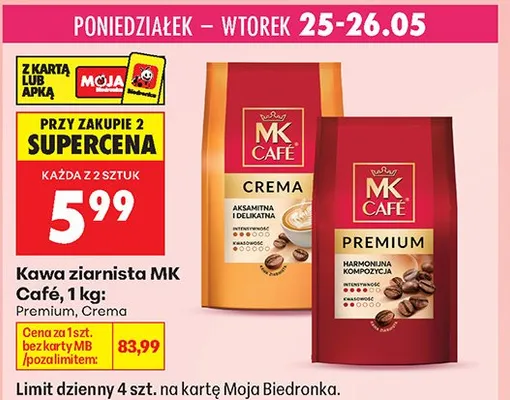Kawa ziarnista MK Café Crema promocja w Biedronka